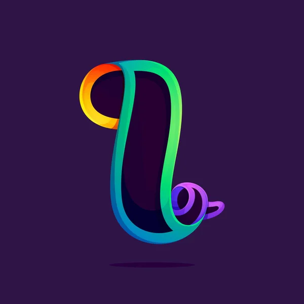 Bokstaven I en linje Rainbow Colors logo. — Stock vektor