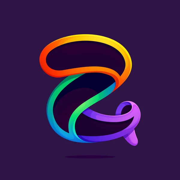 Z-літери однієї лінії веселки кольорів логотип . — стоковий вектор