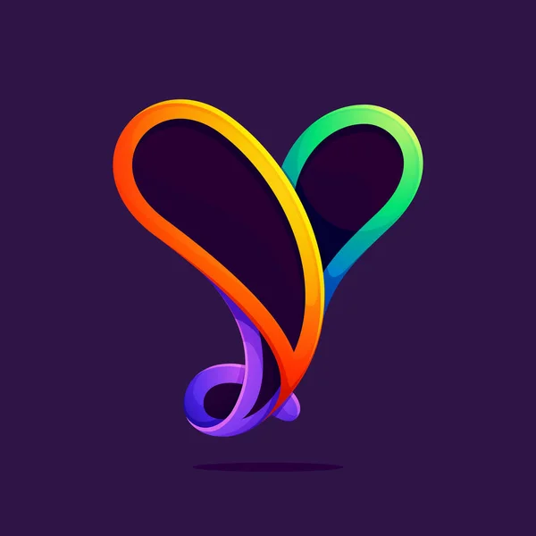 Y letter een lijn regenboog kleuren logo. — Stockvector