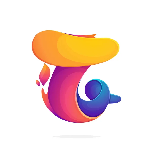 火炎からなるT文字のロゴ. — ストックベクタ