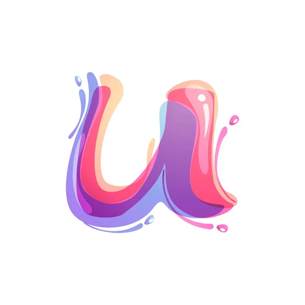 U letter logo formed by watercolor splashes. — Stock Vector