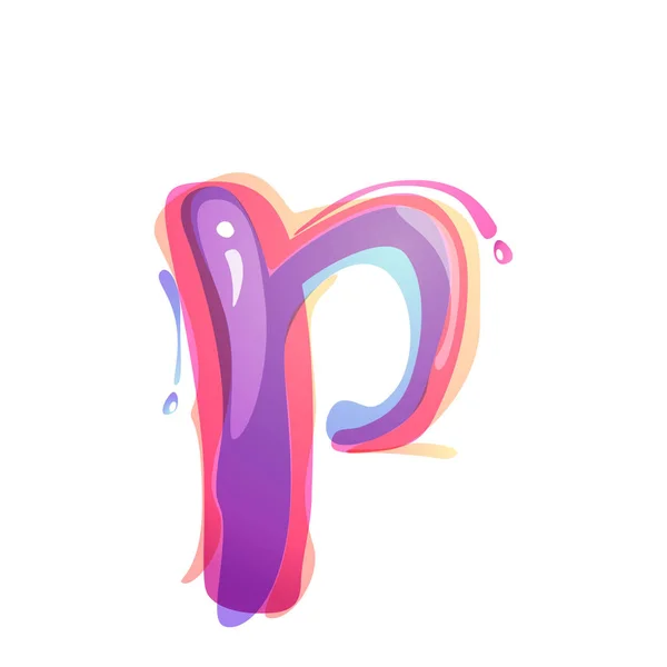 Logo suluboya sıçramalarına tarafından kurulan P harfi. — Stok Vektör