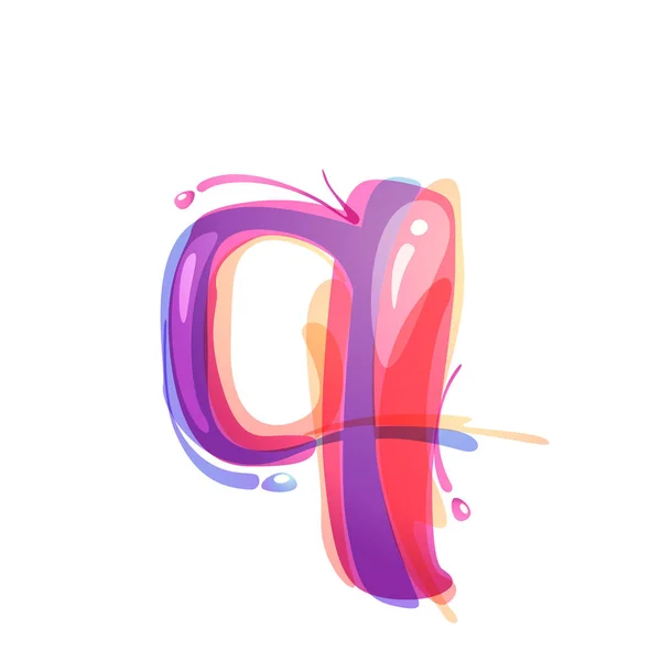 Q λογότυπο γράμμα που σχηματίζεται από την ακουαρέλα πιτσιλιές. — Διανυσματικό Αρχείο