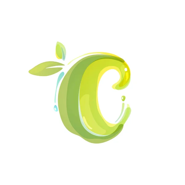C-літерний логотип екологічного логотипу, створений акварельними бризками . — стоковий вектор