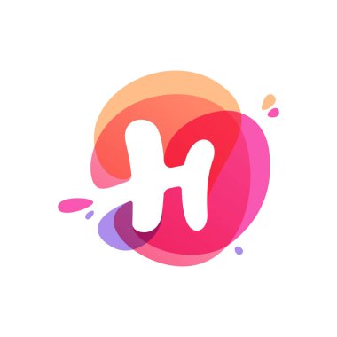 H harfi logo renkli suluboya splash arka plan. 
