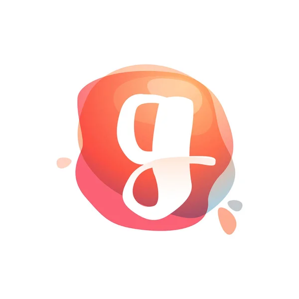 G bokstav logotyp på färgglada akvarell stänk bakgrund. — Stock vektor