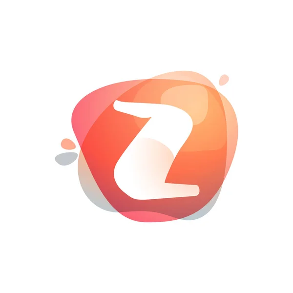 Z letter logo at colorful watercolor splash background. — Stock Vector