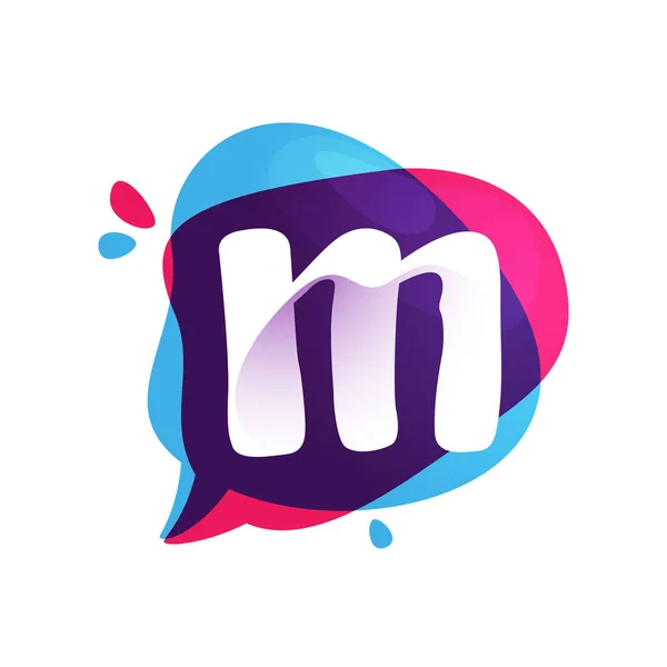 M lettre chat app logo à fond éclaboussure aquarelle colorée . — Image vectorielle