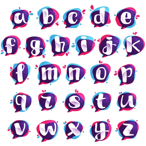 Alphabet mit Chat-App-Logo bei buntem Aquarell-Splash-Backgr — Stockvektor