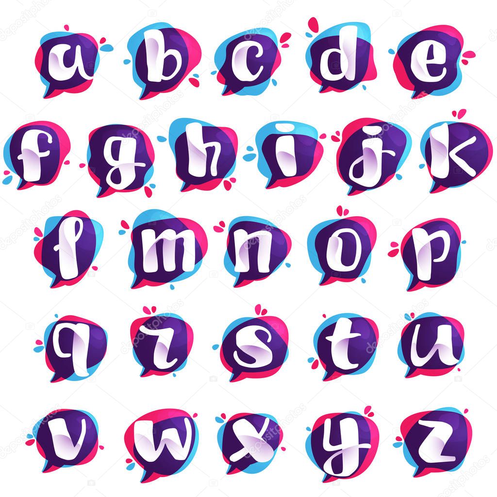 Color multiply style. Bubble speech vector typeface for labels, headlines, posters, cards etc.