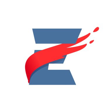 Hızlı hızlı kırmızı bayrak satırı ile E mektup logo.