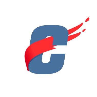 C harfi logo hızlı hızlı kırmızı bayrak hattı ile.