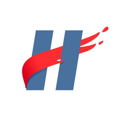 H harfi logo hızlı hızlı kırmızı bayrak hattı ile.