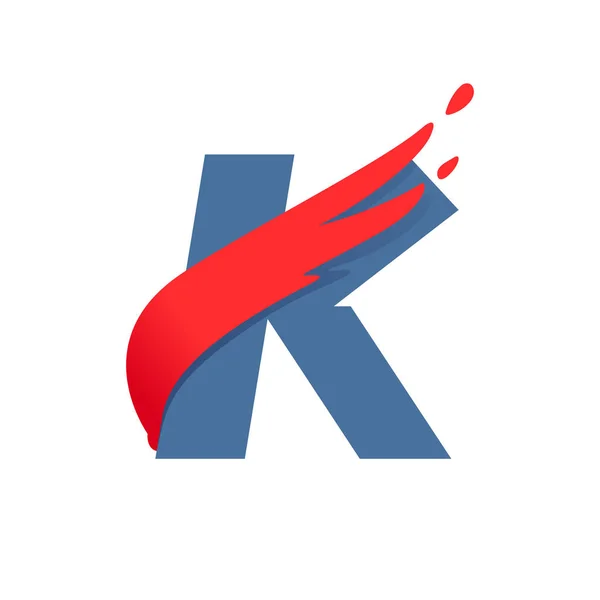 K brief logo met hoge snelheid rode vlag lijn. — Stockvector