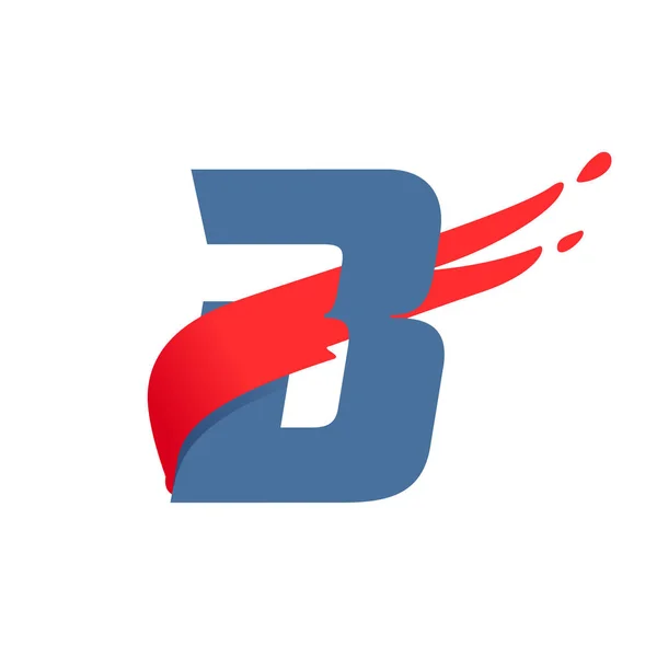B brief logo met hoge snelheid rode vlag lijn. — Stockvector