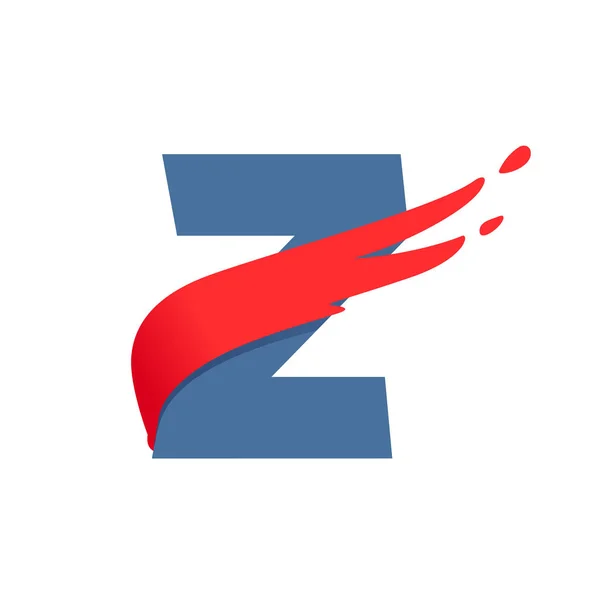 Logotipo da letra Z com linha de bandeira vermelha de velocidade rápida . — Vetor de Stock