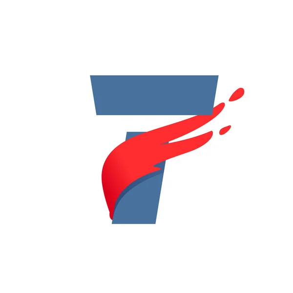 Logo lettre T avec ligne de drapeau rouge à vitesse rapide . — Image vectorielle