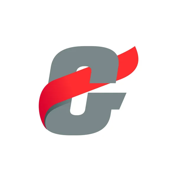 G letter logo met snelle rode vleugel. — Stockvector
