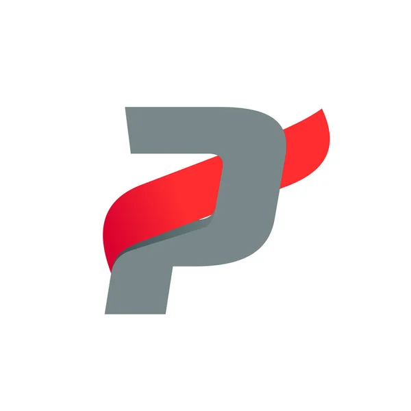 Logotipo da letra P com asa vermelha de velocidade rápida . —  Vetores de Stock