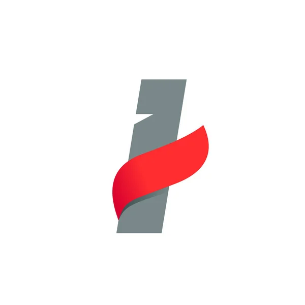 Γράμμα I λογότυπο με γρήγορη ταχύτητα κόκκινο φτερό. — Διανυσματικό Αρχείο