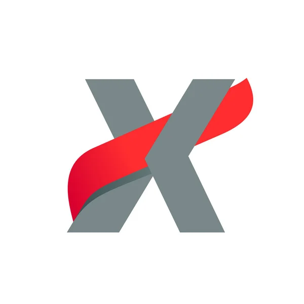 Logo lettre X avec aile rouge à vitesse rapide . — Image vectorielle
