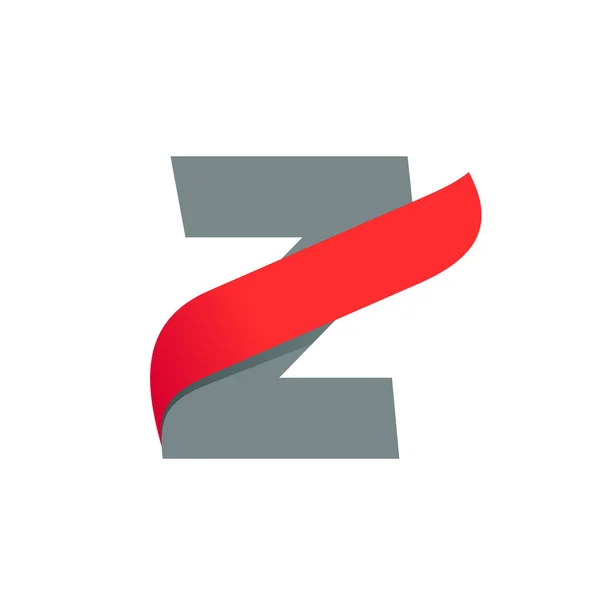 Hızlı kırmızı kanatlı Z harfi logosu. — Stok Vektör