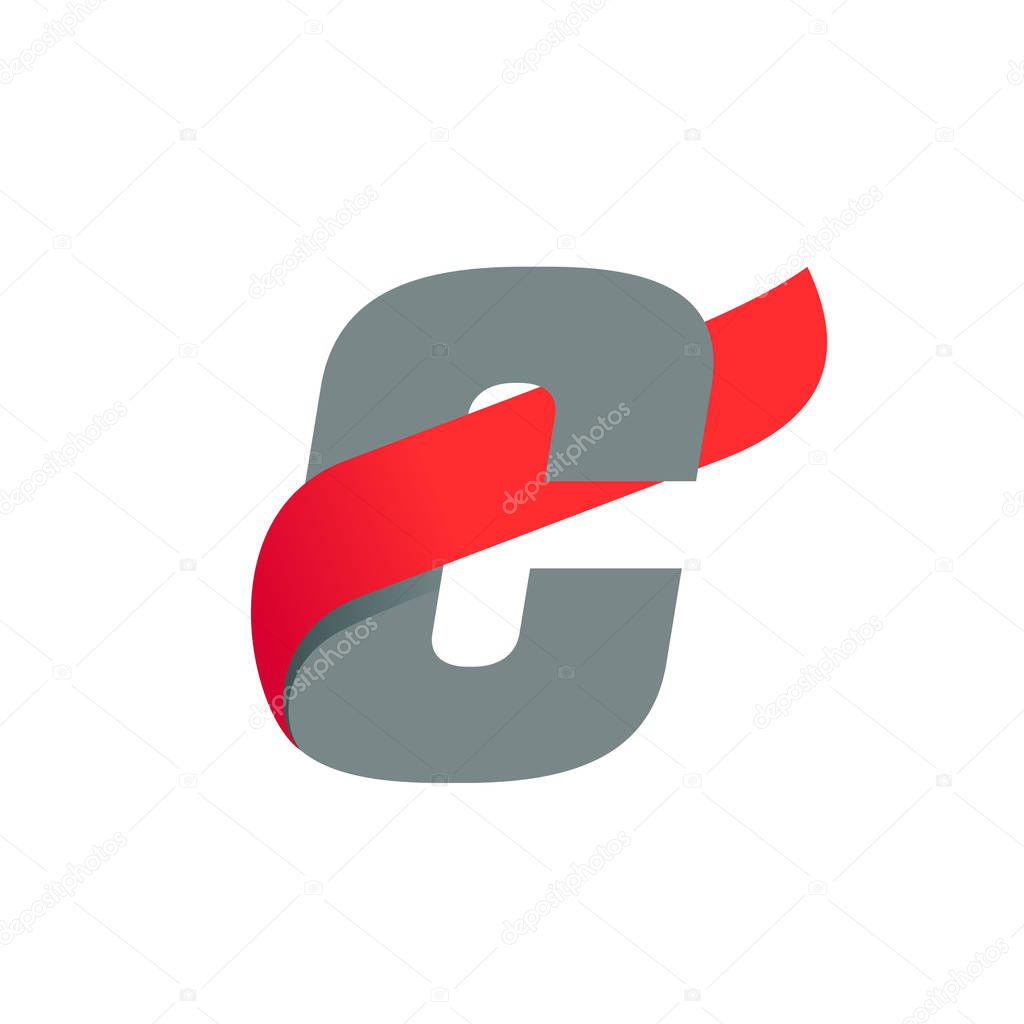 C letter logo with fast speed red wing.