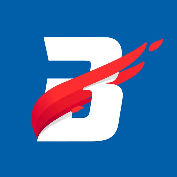 Λογότυπο B επιστολή με γρήγορη ταχύτητα κόκκινο πουλί πτέρυγα. — Διανυσματικό Αρχείο