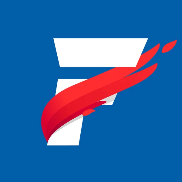 F logo letra con ala de pájaro rojo de velocidad rápida . — Vector de stock