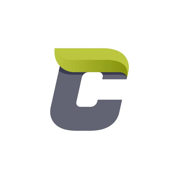 C lettre éco logo avec feuille verte . — Image vectorielle