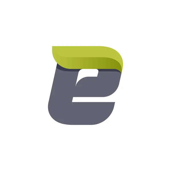 E litera eko logo z zielonym liściem. — Wektor stockowy