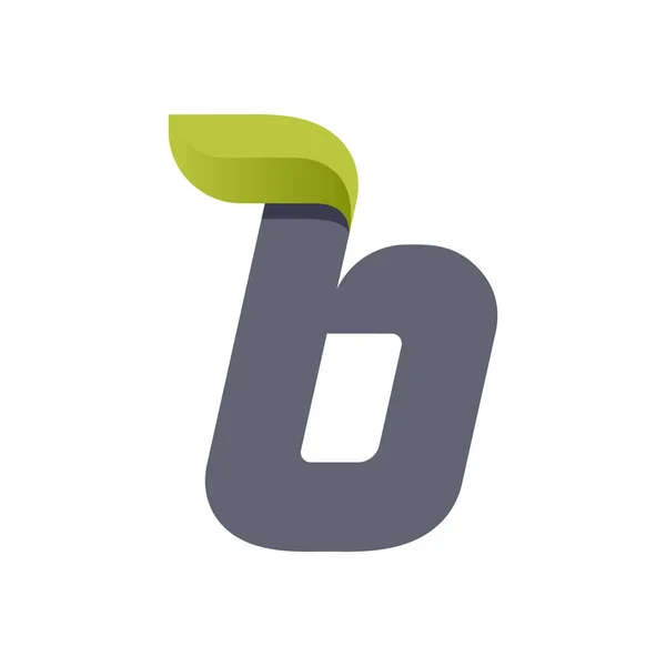B bokstav eko logotyp med gröna blad. — Stock vektor