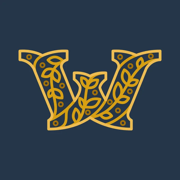 Elegante letra linear W logotipo ornamentado inicial . —  Vetores de Stock