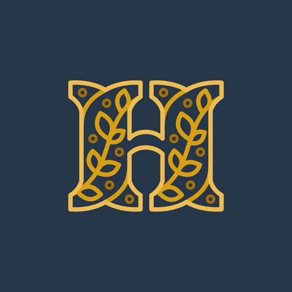 Elegante logotipo adornado inicial letra lineal H . — Archivo Imágenes Vectoriales