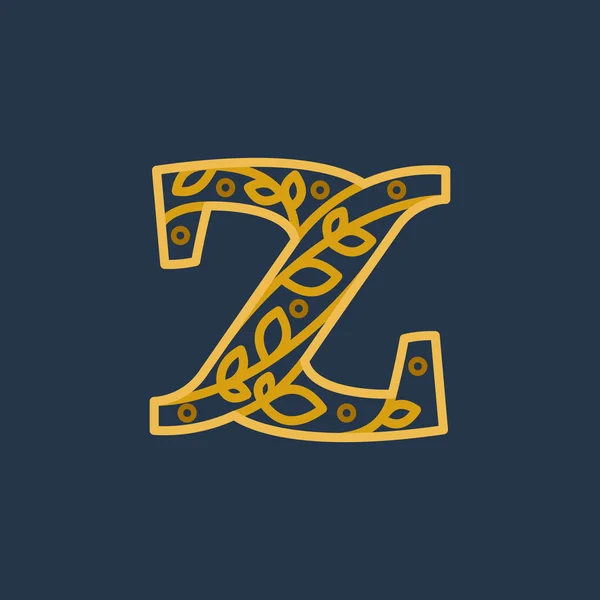 Elegante lineaire letter Z oorspronkelijk versierd logotype. — Stockvector