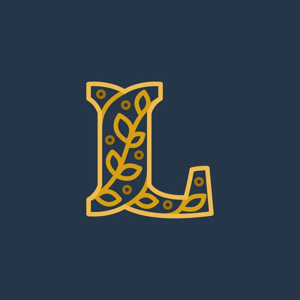 Elegante lettera lineare L iniziale logotipo ornato . — Vettoriale Stock