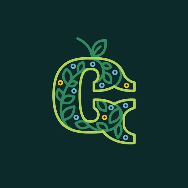 Элегантная линейная буква G eco декоративный логотип . — стоковый вектор