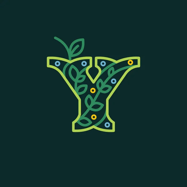 Elegancka liniowa litera Y eco ornate logotyp. — Wektor stockowy