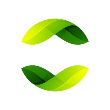Ecology sphere logo formed by twisted green leaves. clipart