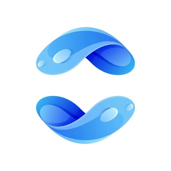 Logotipo de esfera ecológica formado por gotas azules retorcidas . — Vector de stock
