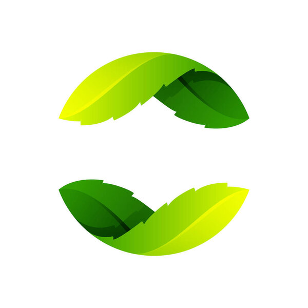 Логотип экологической сферы, образованный скрученными зелеными листьями
.