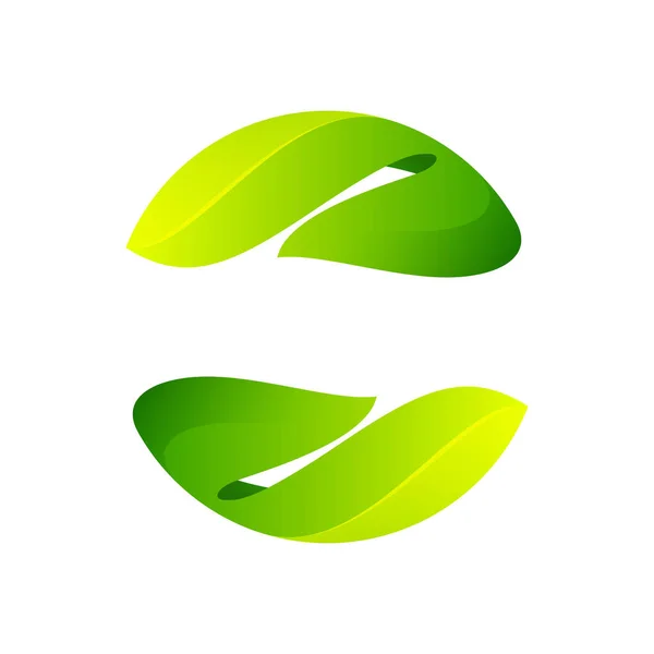 Logotipo da esfera ecológica formado por folhas verdes torcidas . — Vetor de Stock