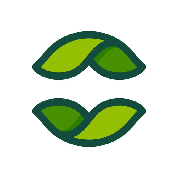 Eco logo cerchio piatto formato da foglie verdi attorcigliate . — Vettoriale Stock