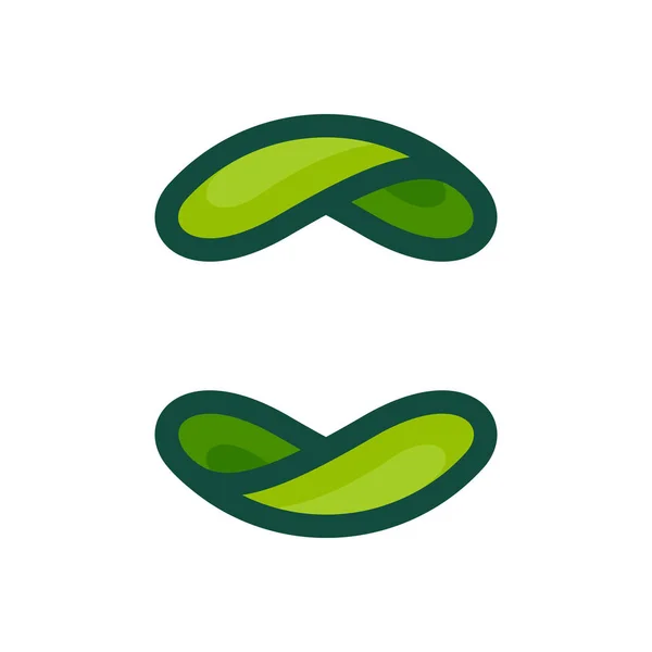 Eco platte cirkel logo gevormd door gedraaide groene bladeren. — Stockvector