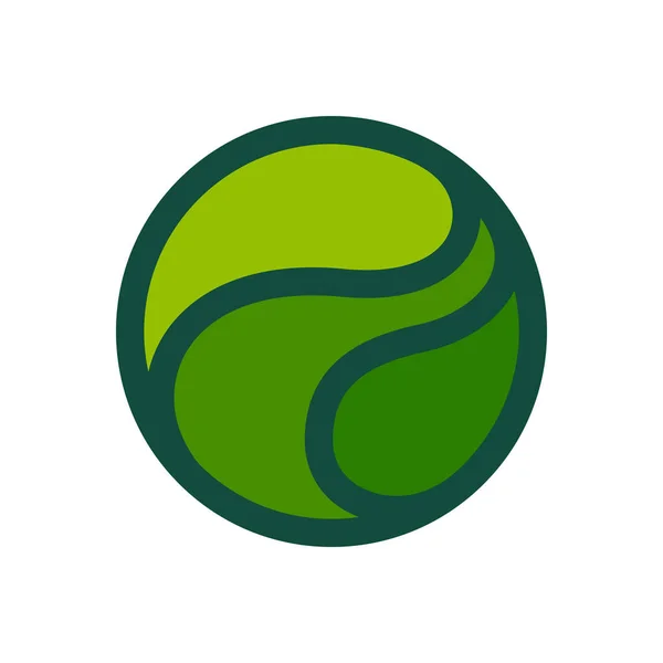 Eco cercle plat logo formé par des feuilles vertes torsadées . — Image vectorielle