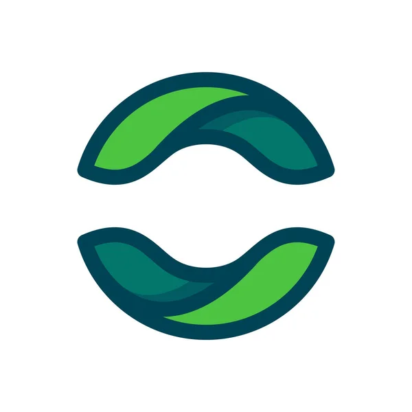 Eco λογότυπο επίπεδου κύκλου που σχηματίζεται από στριμμένα πράσινα φύλλα. — Διανυσματικό Αρχείο