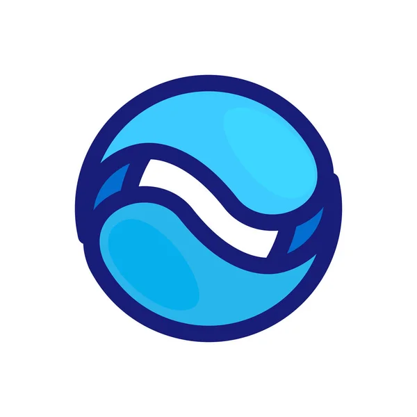 Eko ploché kruhové logo vytvořené zkroucenými modrými kapkami. — Stockový vektor