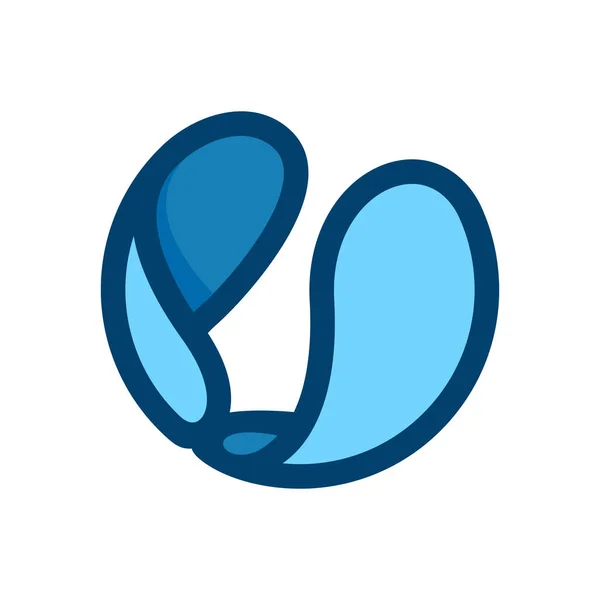 Logo Eco círculo plano formado por gotas azules retorcidas . — Archivo Imágenes Vectoriales