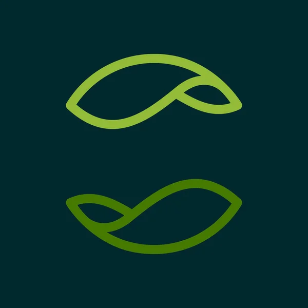 Çevre çizgisi yuvarlak logosu bükülmüş yeşil yapraklardan oluşur.. — Stok Vektör