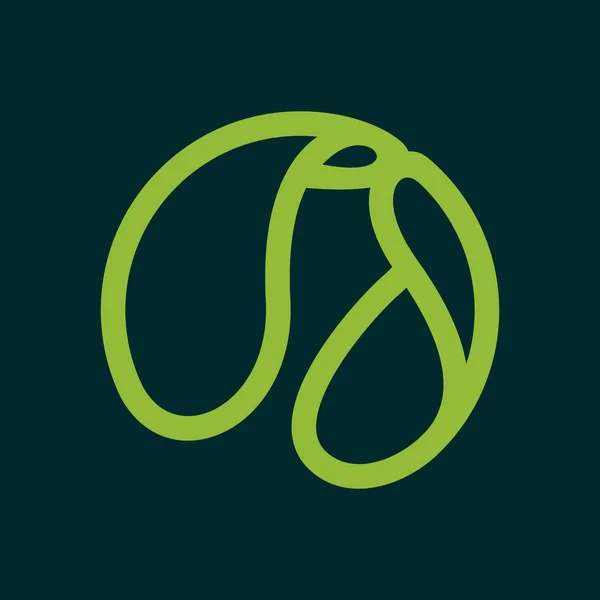 Logotipo de círculo de línea ecológica formado por hojas verdes retorcidas . — Vector de stock